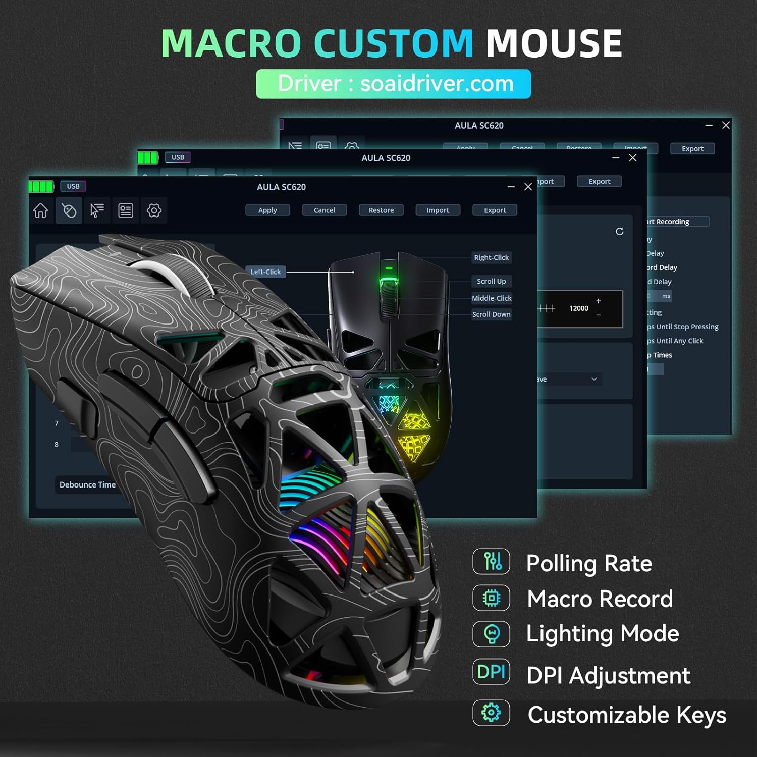 Беспроводная игровая мышь AULA – обзор и цена Gaming Console Buttons