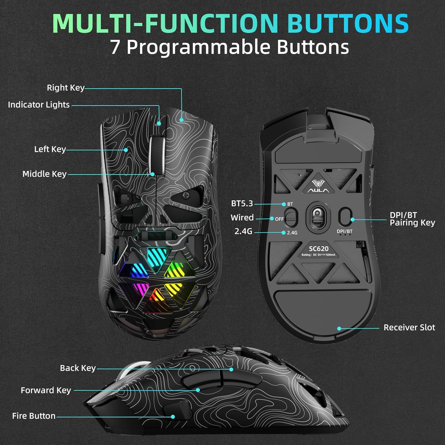Беспроводная игровая мышь AULA – обзор и цена Gaming Console Buttons